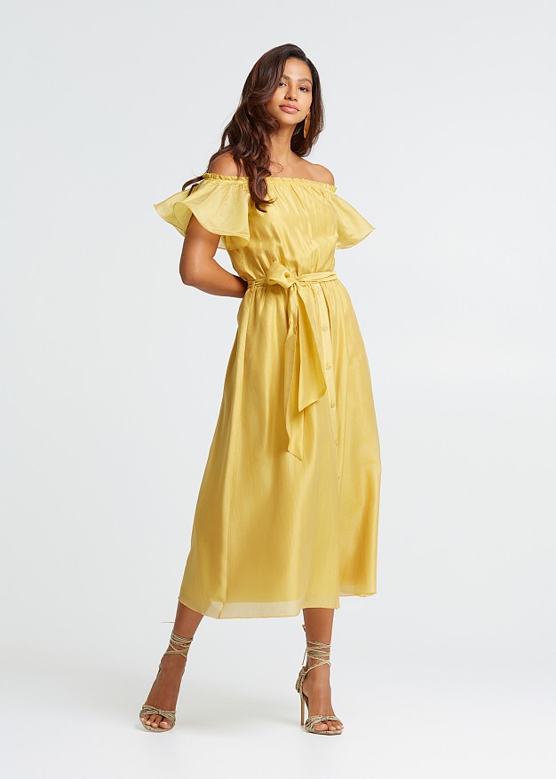 Off shoulder dress with ruffles | LYNNE