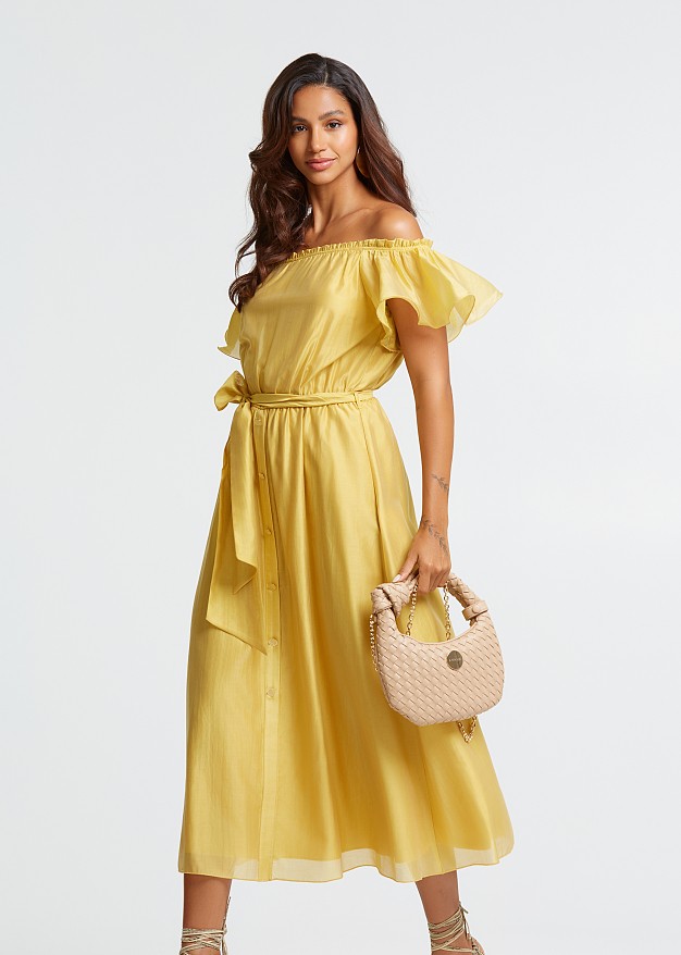 Off shoulder dress with ruffles | LYNNE