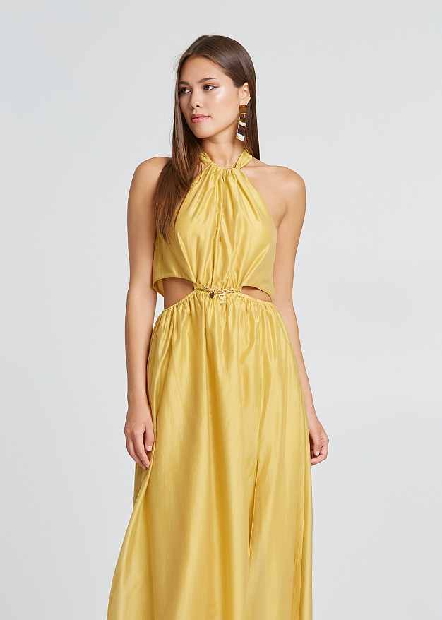 Maxi halter neck dress with cut outs