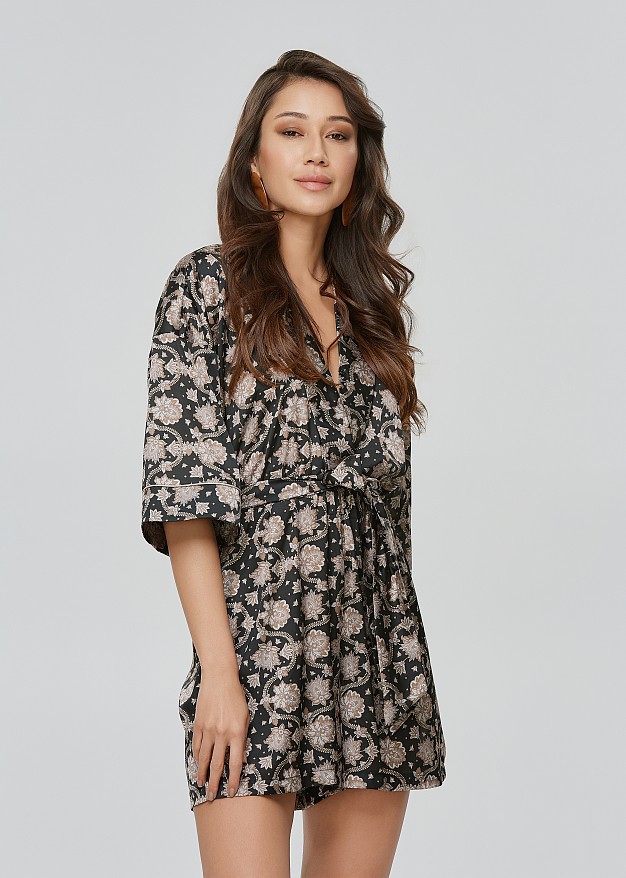 Wrap front printed playsuit