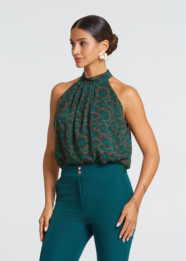 Halter neck printed top