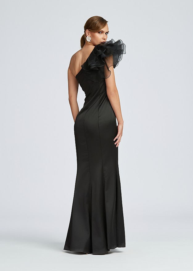 Tall premium maxi dress with tulle ruffles