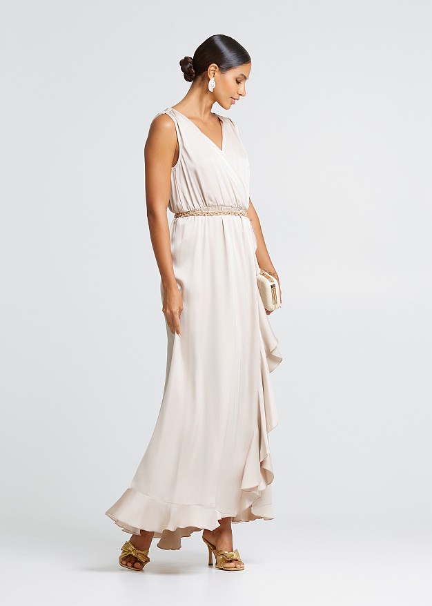 Maxi wrap dress in satin look