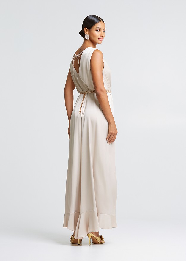 Maxi wrap dress in satin look