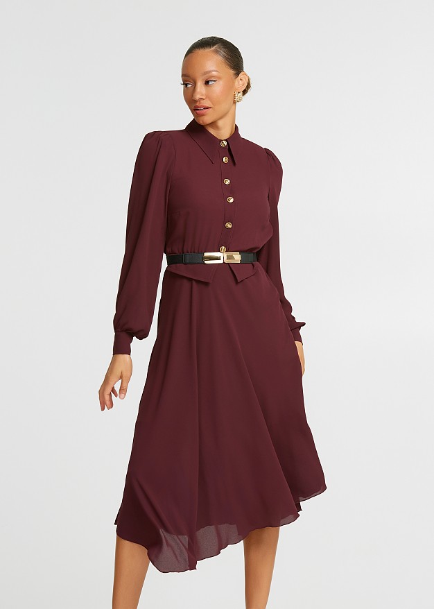 Midi dress with collar