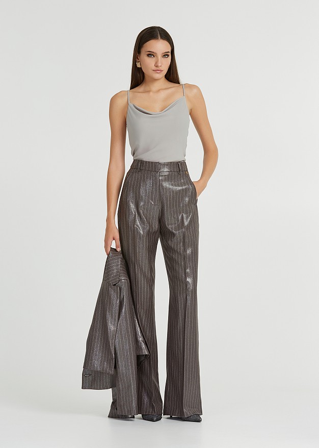 Striped foil pants