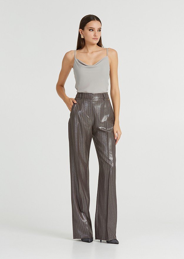 Striped foil pants