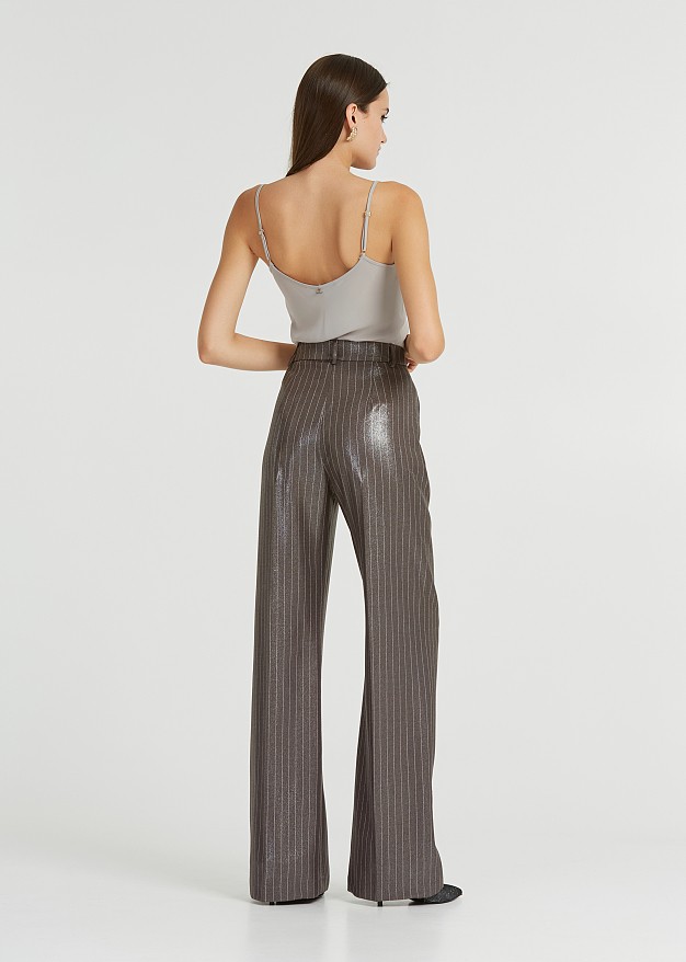 Striped foil pants