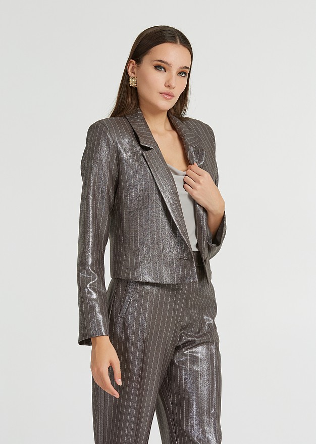 Short striped foil blazer