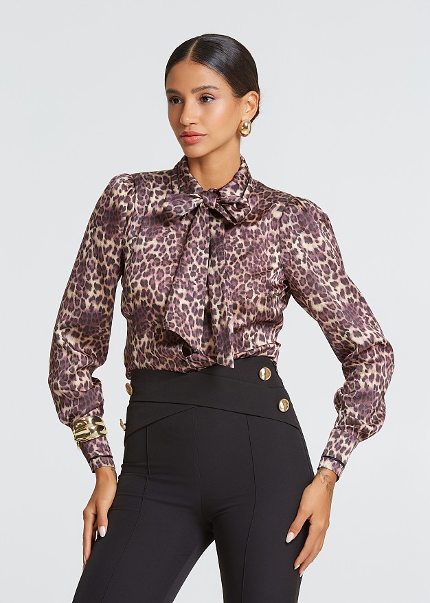 Animal print shirt with knot