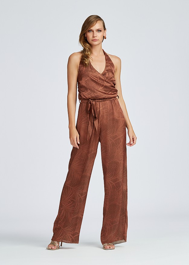 Printed Jumpsuit with cowl neck