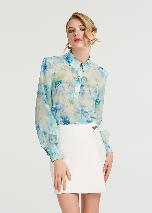 Floral printed blouse in satin look