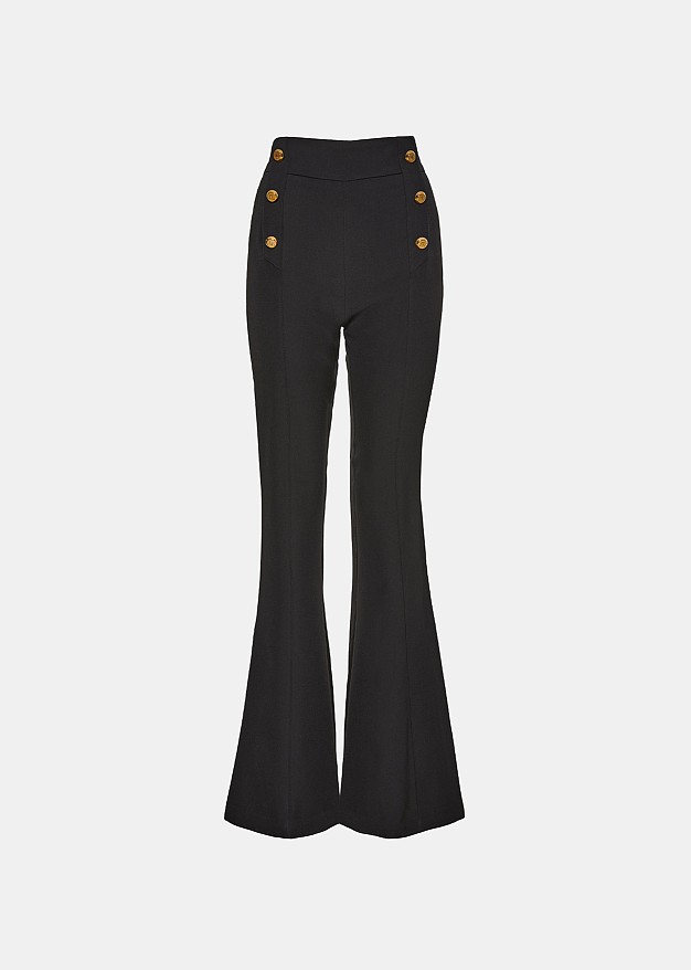 Bell-bottom pants with decorative buttons