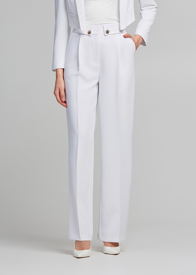 Straight-leg crepe trousers