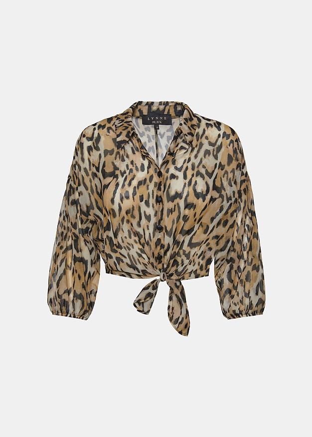 Cămașă crop cu print leopard