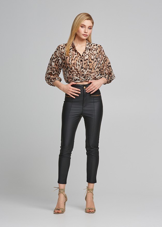 Leopard cropped shirt