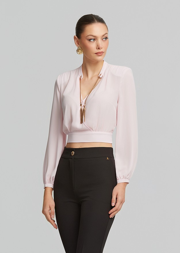 Long sleeve blouse in decorative chains