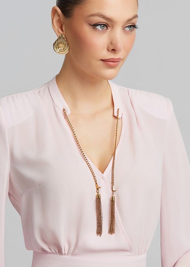 Long sleeve blouse in decorative chains