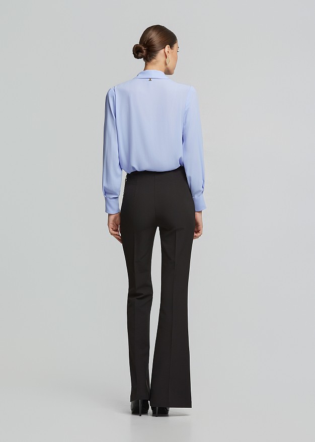 Wrap blouse with sleeve slits