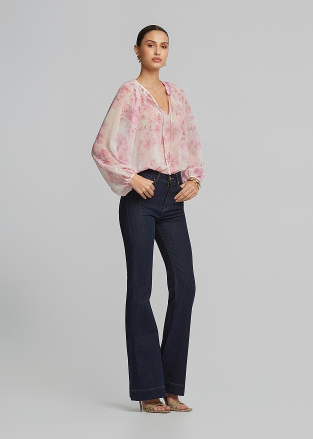 Printed blouse in A line and tie