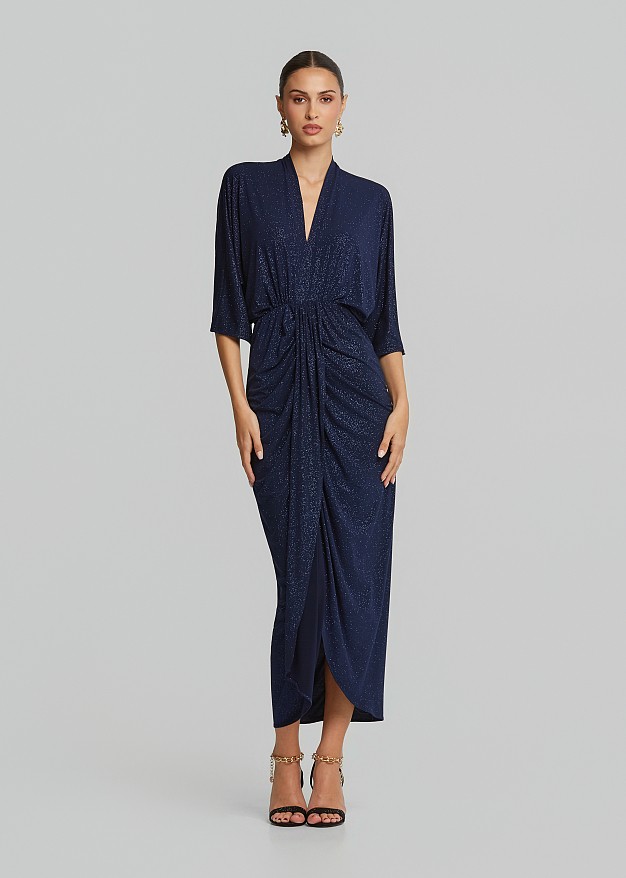 Maxi Lurex dress with ruffles