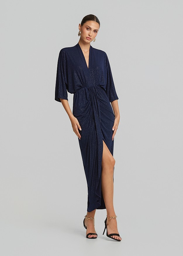 Maxi Lurex dress with ruffles