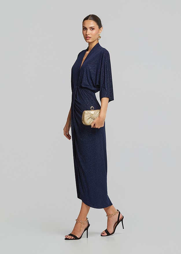 Maxi Lurex dress with ruffles