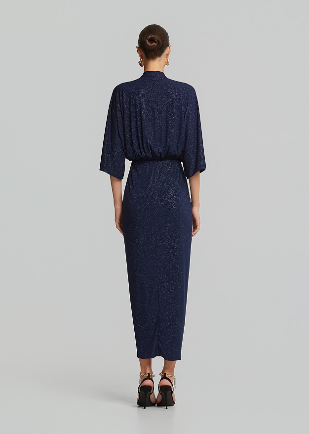Maxi Lurex dress with ruffles