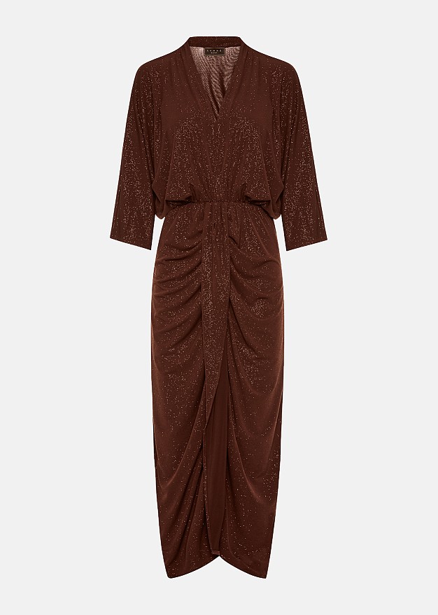 Maxi Lurex dress with ruffles