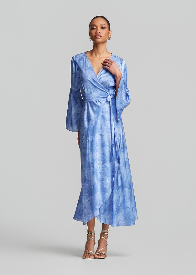 Printed midi wrap dress with satin-look | LYNNE Printed midi wrap dress with satin-look | LYNNE