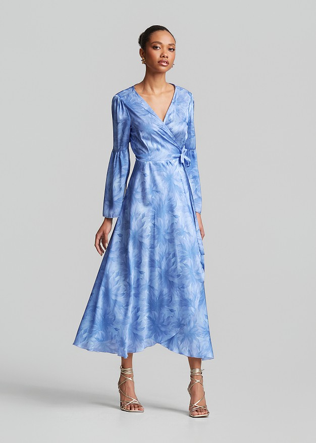 Printed midi wrap dress with satin-look | LYNNE Printed midi wrap dress with satin-look | LYNNE