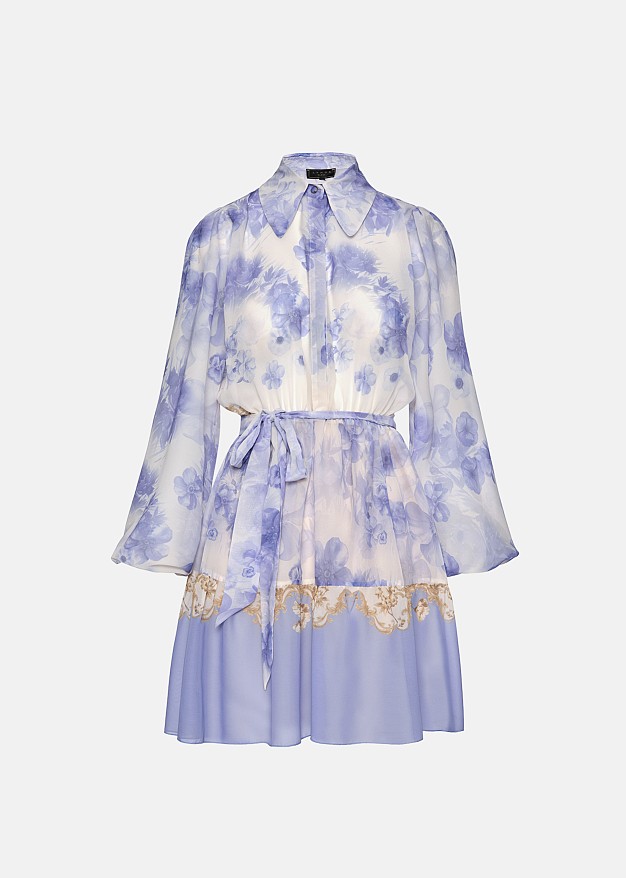 Mini printed dress with collar