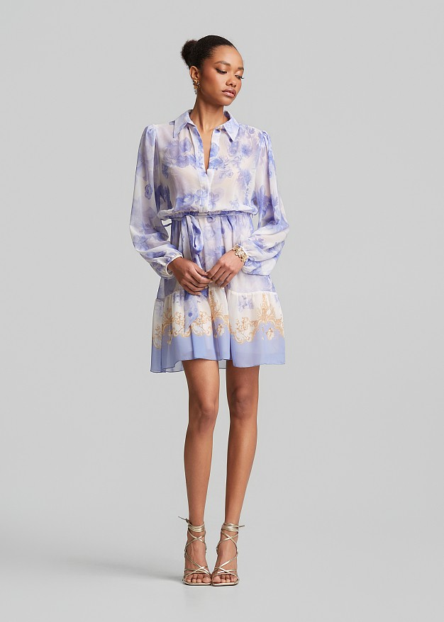 Mini printed dress with collar
