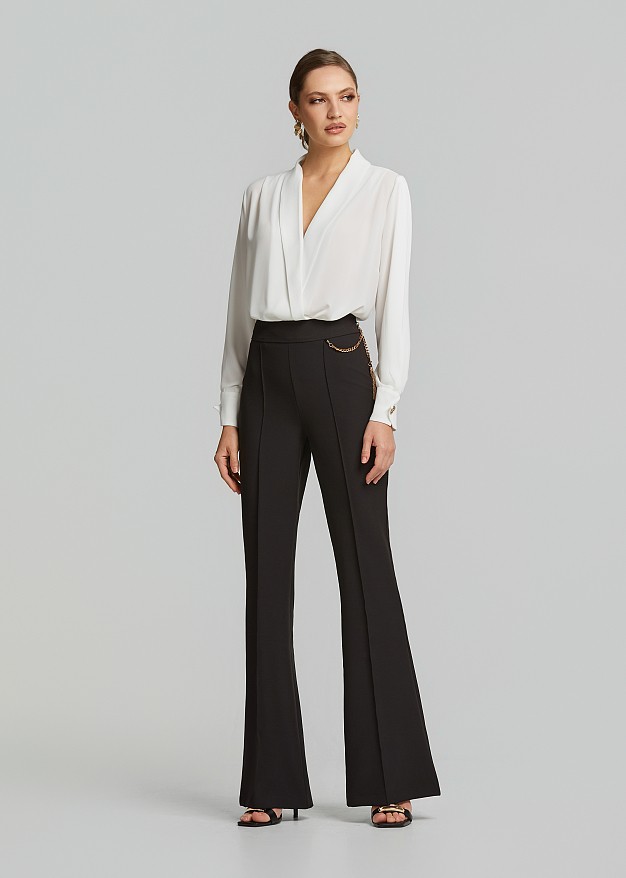 High waisted flare trousers in chain