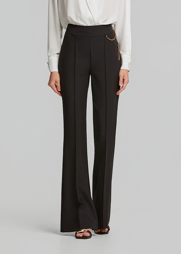 High waisted flare trousers in chain
