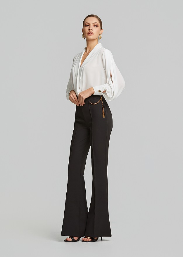 High waisted flare trousers in chain
