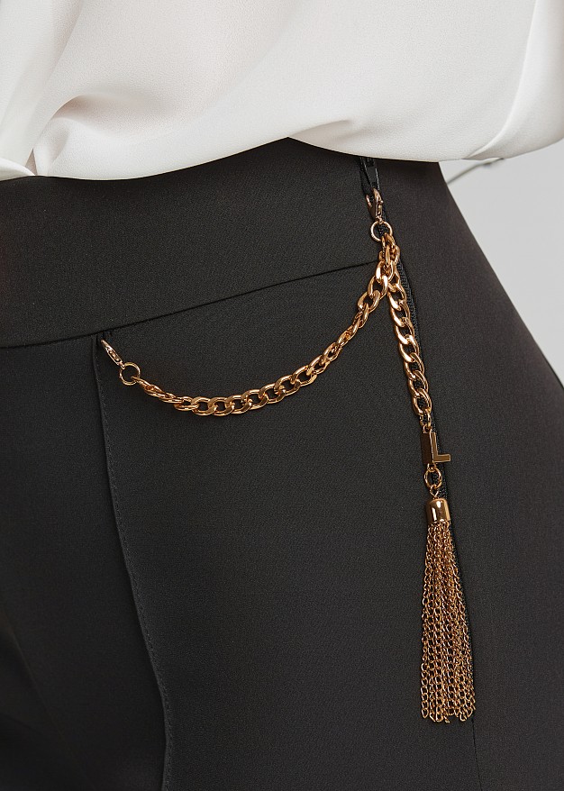 High waisted flare trousers in chain