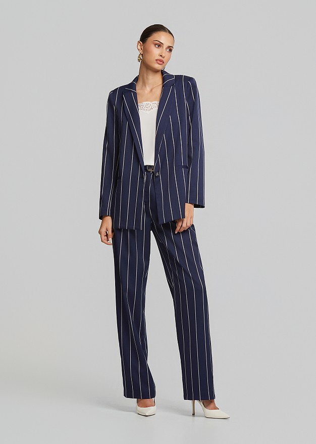Striped single-button blazer