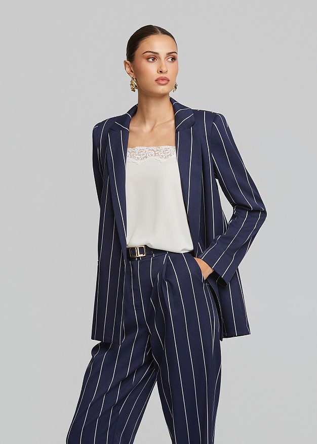 Striped single-button blazer