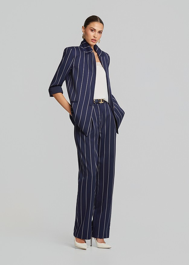 Striped single-button blazer
