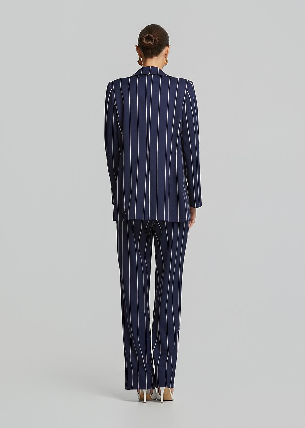 Striped single-button blazer