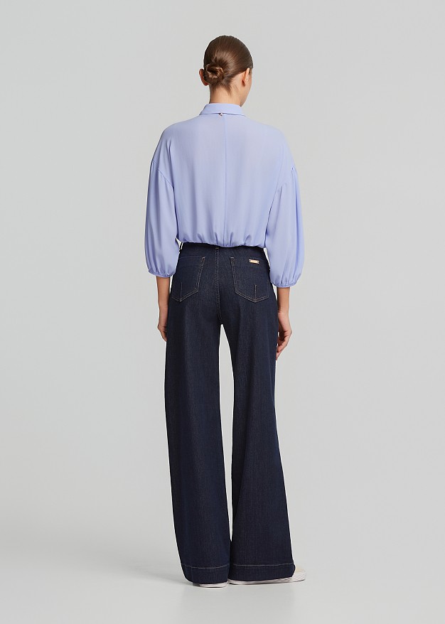 Lightweight chiffon crop shirt