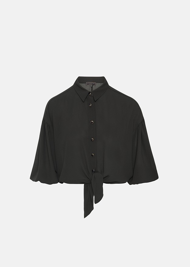 Lightweight chiffon crop shirt