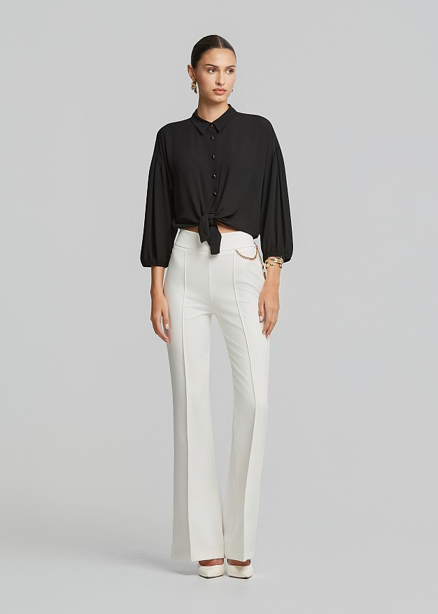 Lightweight chiffon crop shirt