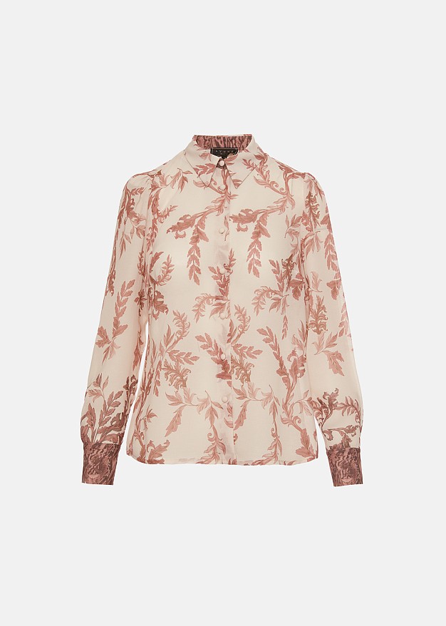 Shirt with animal printed cuffs