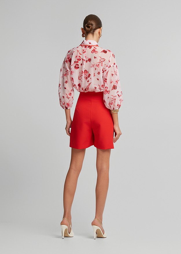 Cropped printed shirt with front tie