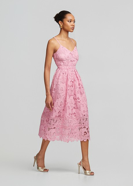 Midi dress made of guipure lace | LYNNE