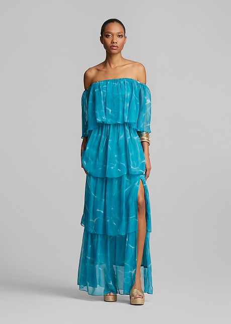 flowy off shoulder dress Floral Print Flowy Mini Dress main image 0
