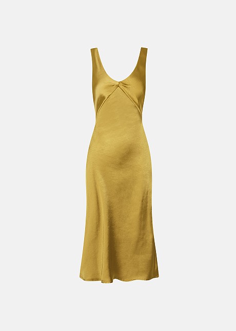 slim fit dress slacks Thira Gold Maxi Dress – Allure Novembre main image 1