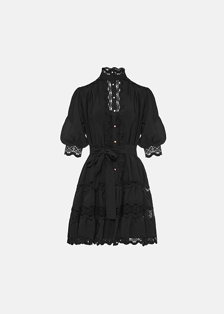Mini dress with decorative lace